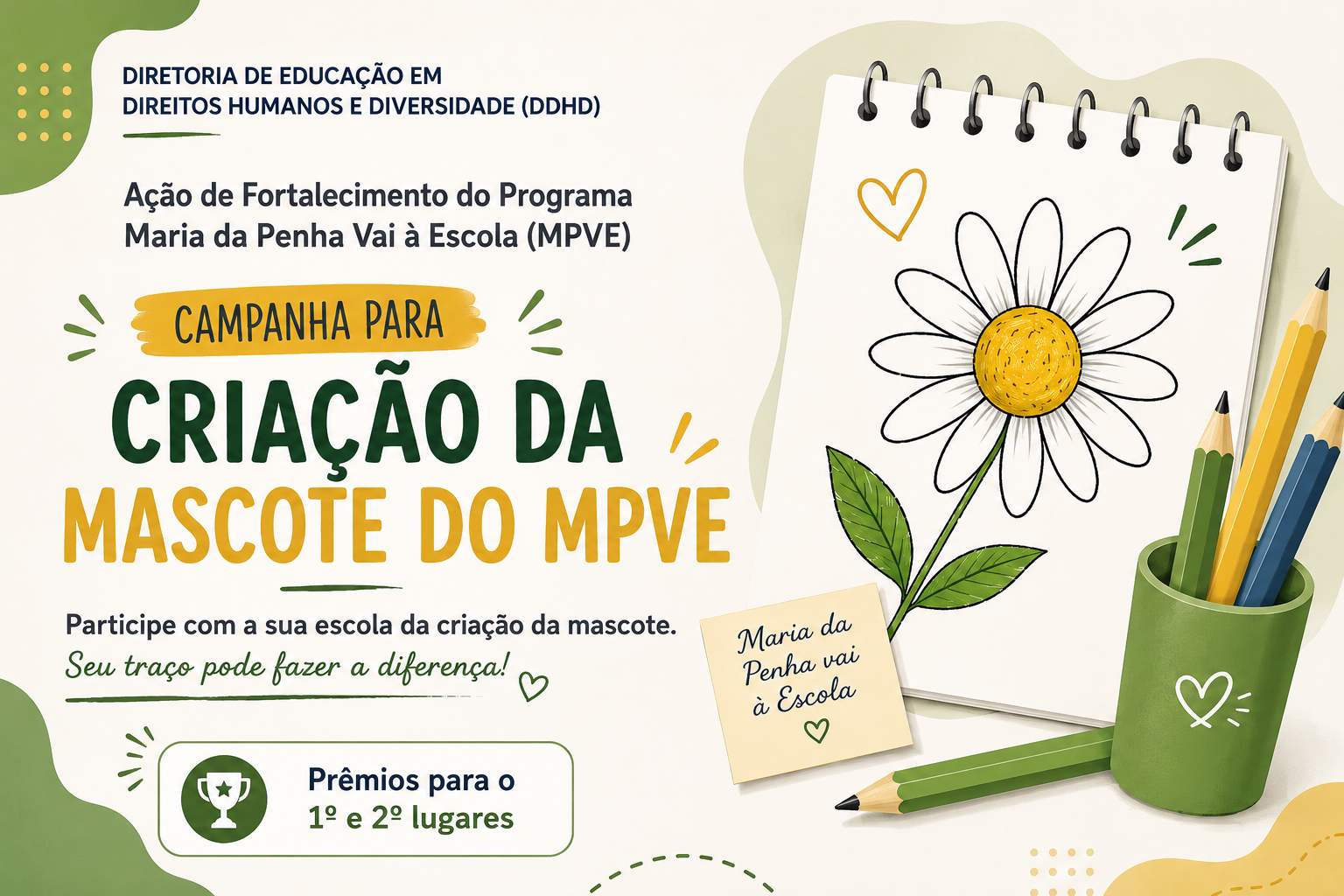 Programa Maria da Penha Vai à Escola lança campanha para criação de mascote no DF